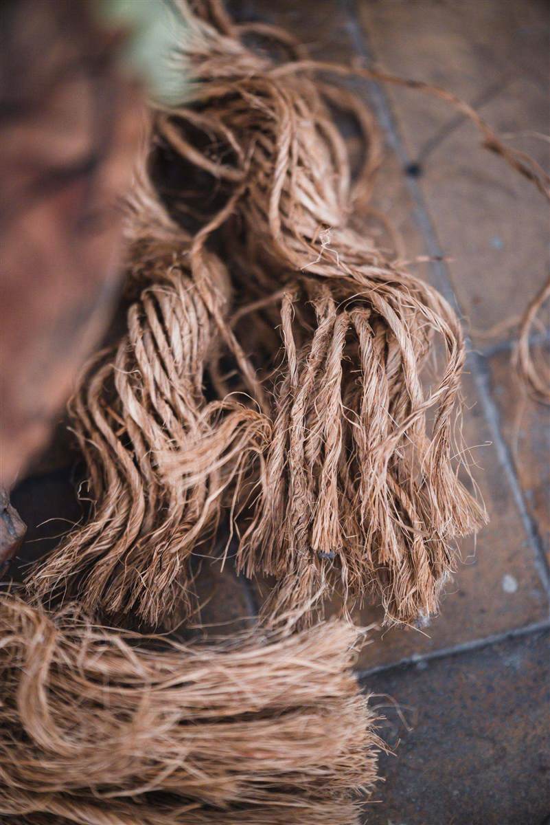 Real photo — coir fibre bales close-up